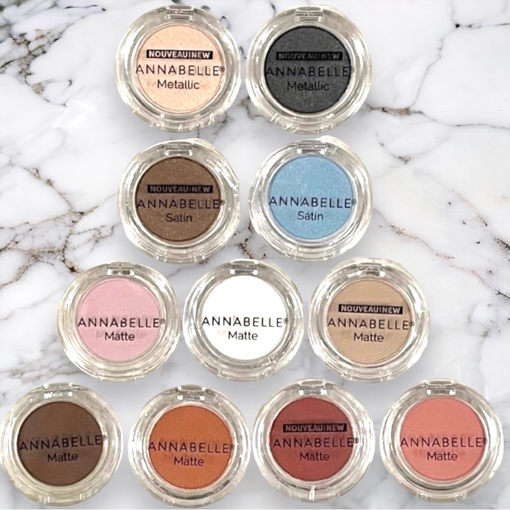 🆕 SET: 11 EYESHADOW COLOURS / SHADES ~ METALLIC + SATIN + MATTE - by Annabelle